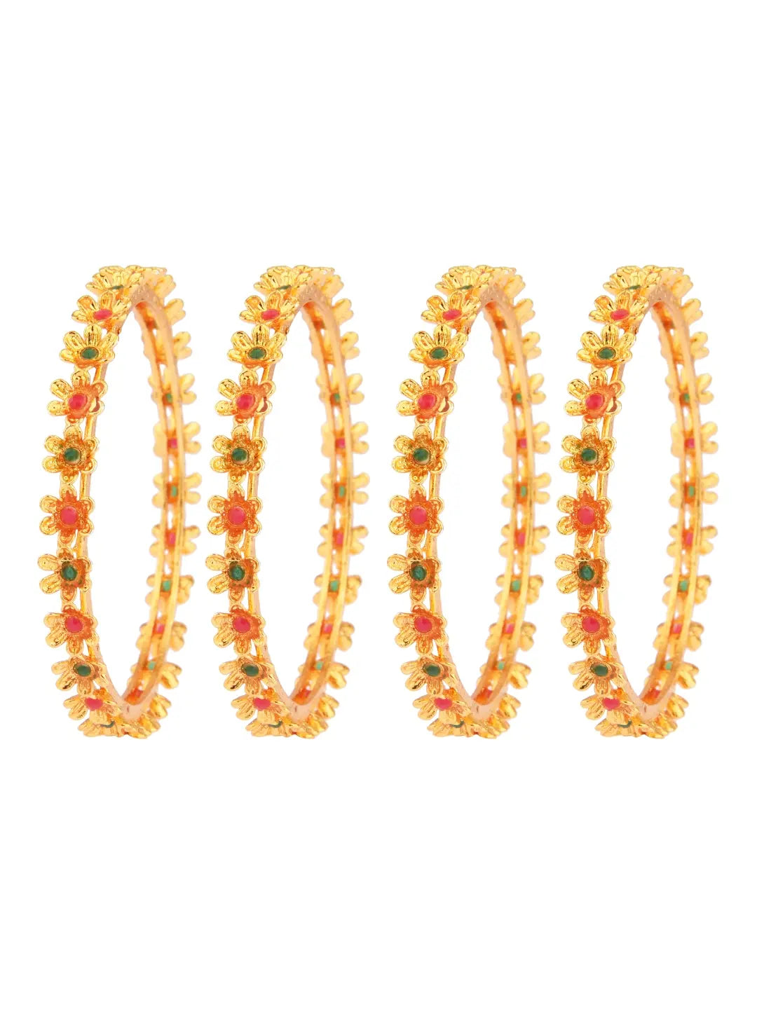 Gold Plated Floral Bangles