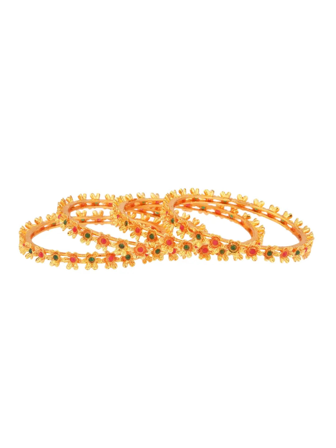 Gold Plated Floral Bangles
