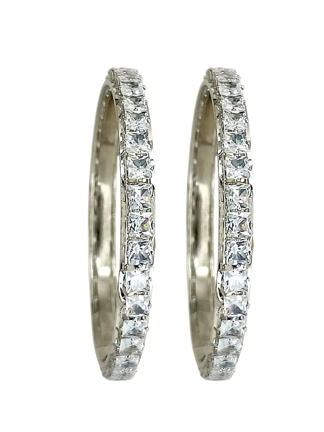 Set of 2 Silver-Plated Artificial Stones Bangle