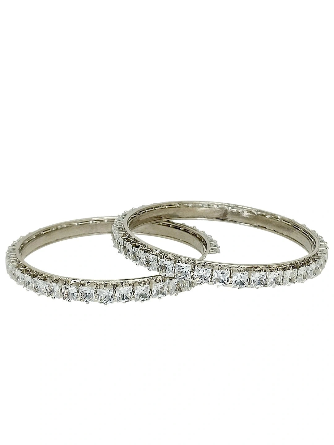 Set of 2 Silver-Plated Artificial Stones Bangle