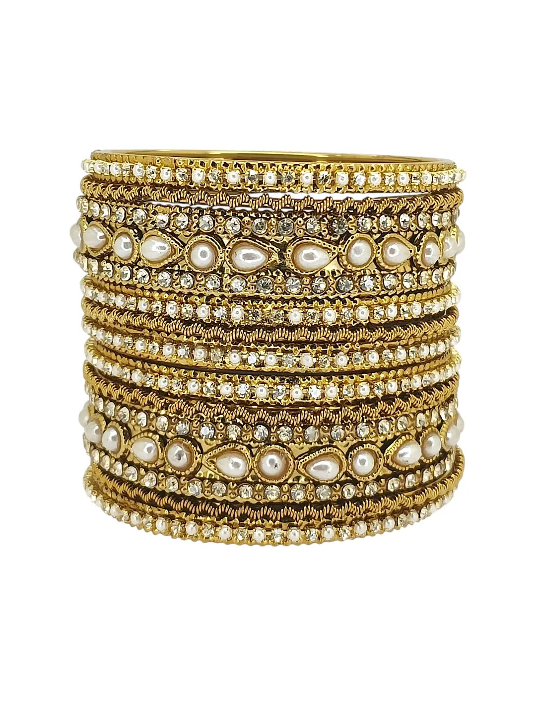 Set of 10 Gold Plated Beads Embellished Chuda Set