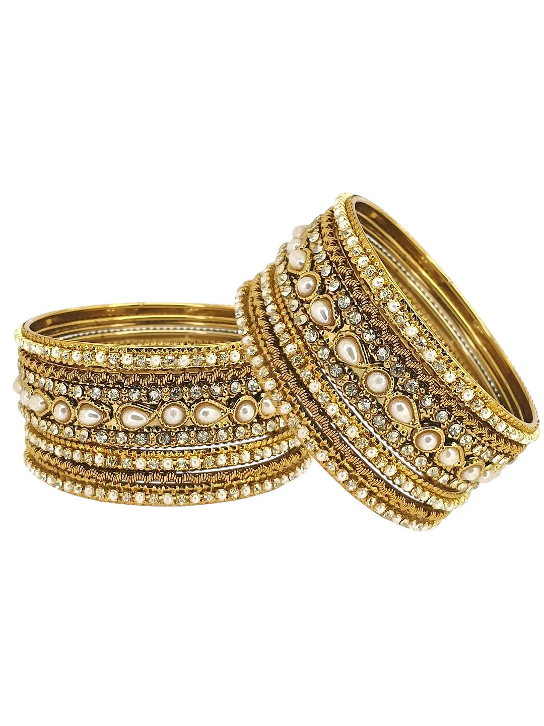 Set of 10 Gold Plated Beads Embellished Chuda Set