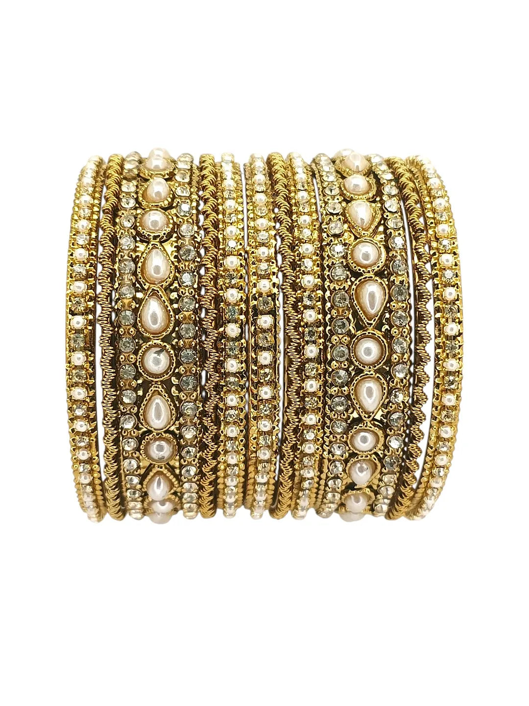 Set of 10 Gold Plated Beads Embellished Chuda Set