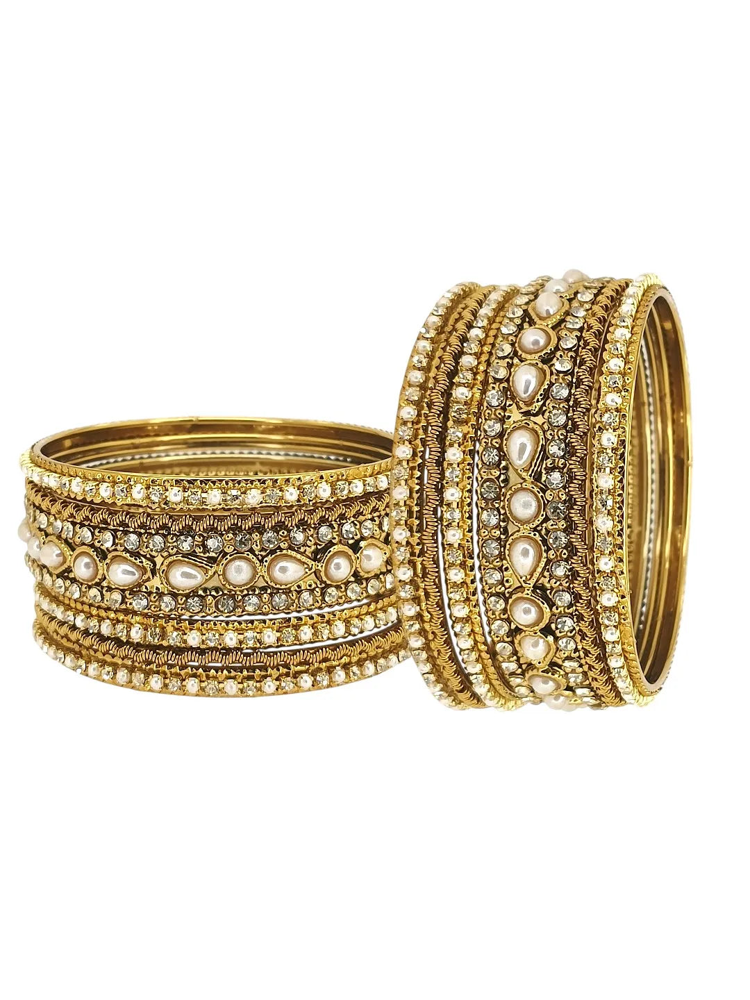 Set of 10 Gold Plated Beads Embellished Chuda Set
