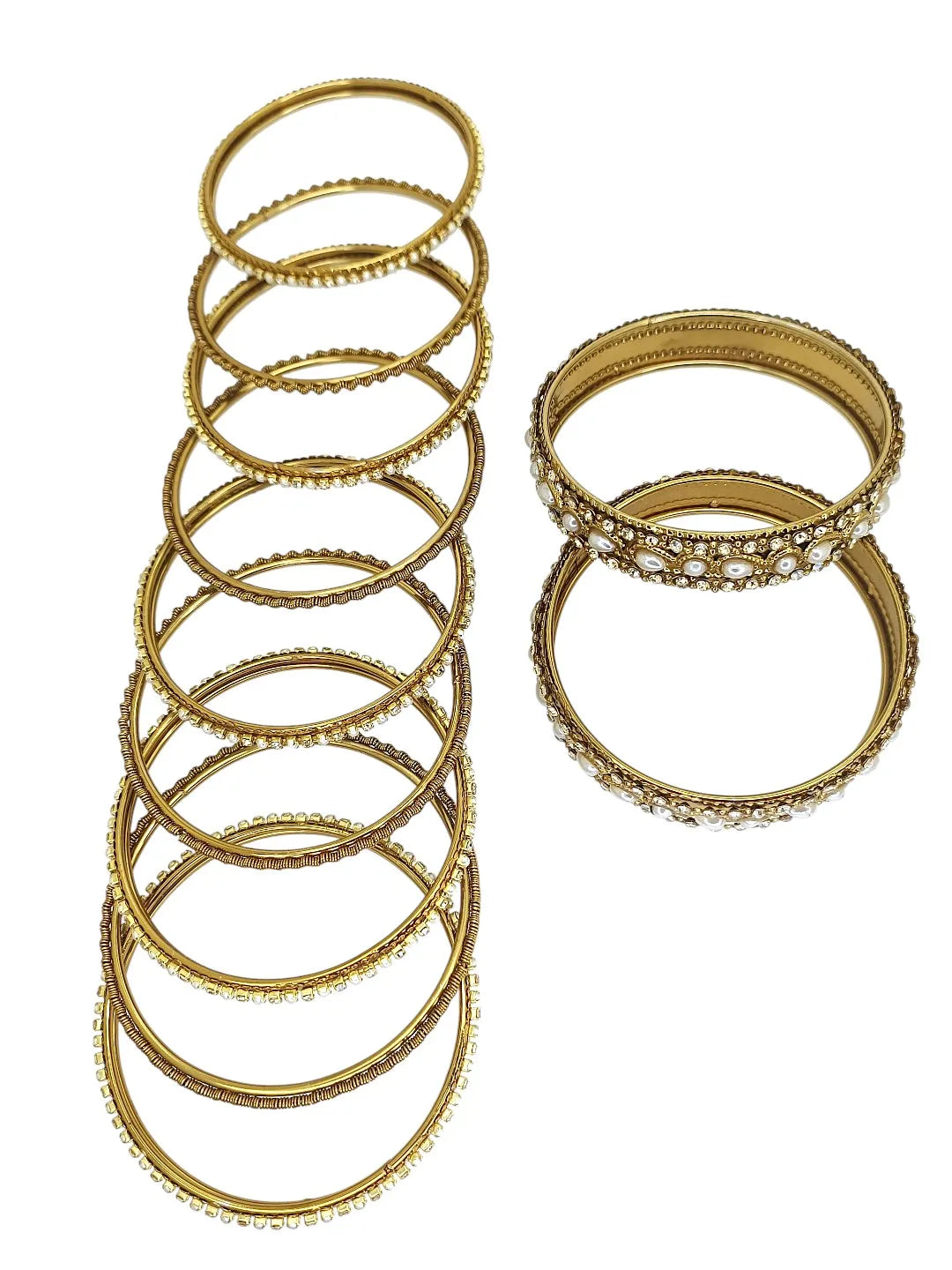 Set of 10 Gold Plated Beads Embellished Chuda Set