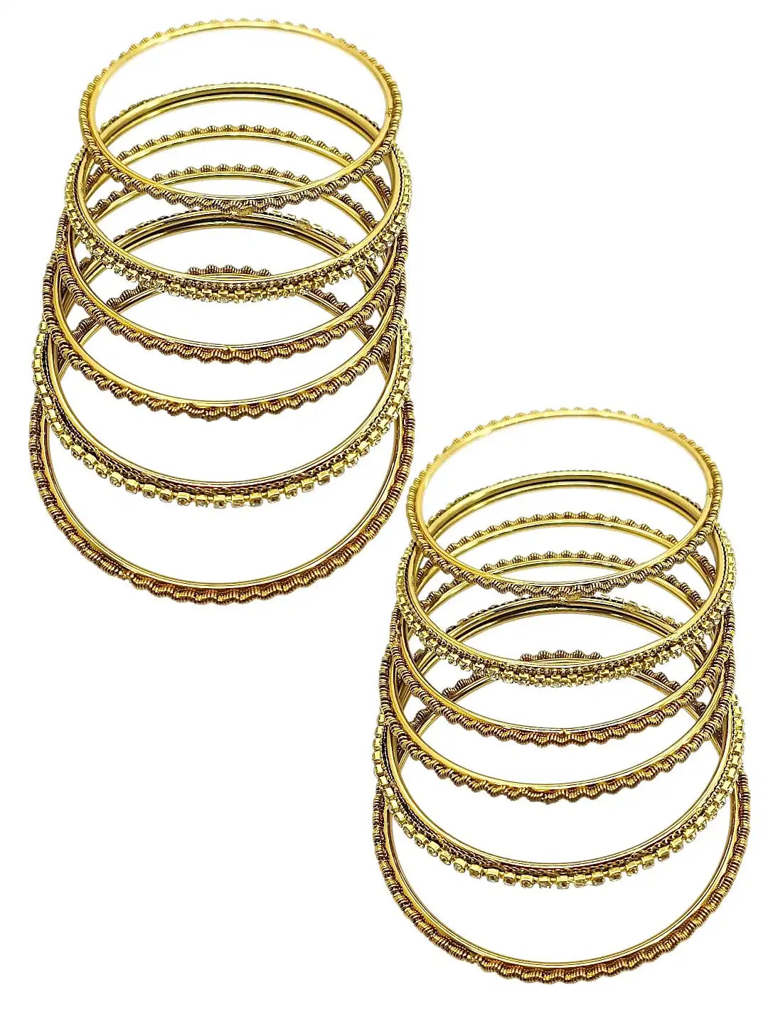 Set Of 12 Antique Gold Plated CZ Bangles