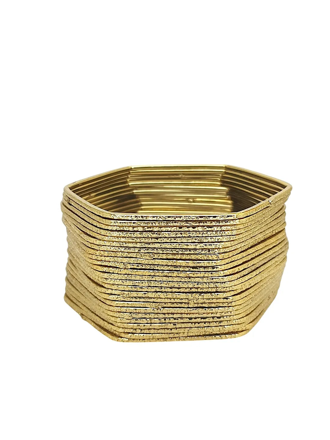 Set Of 24 Gold Plated Hexagon Shaped Bangles Set