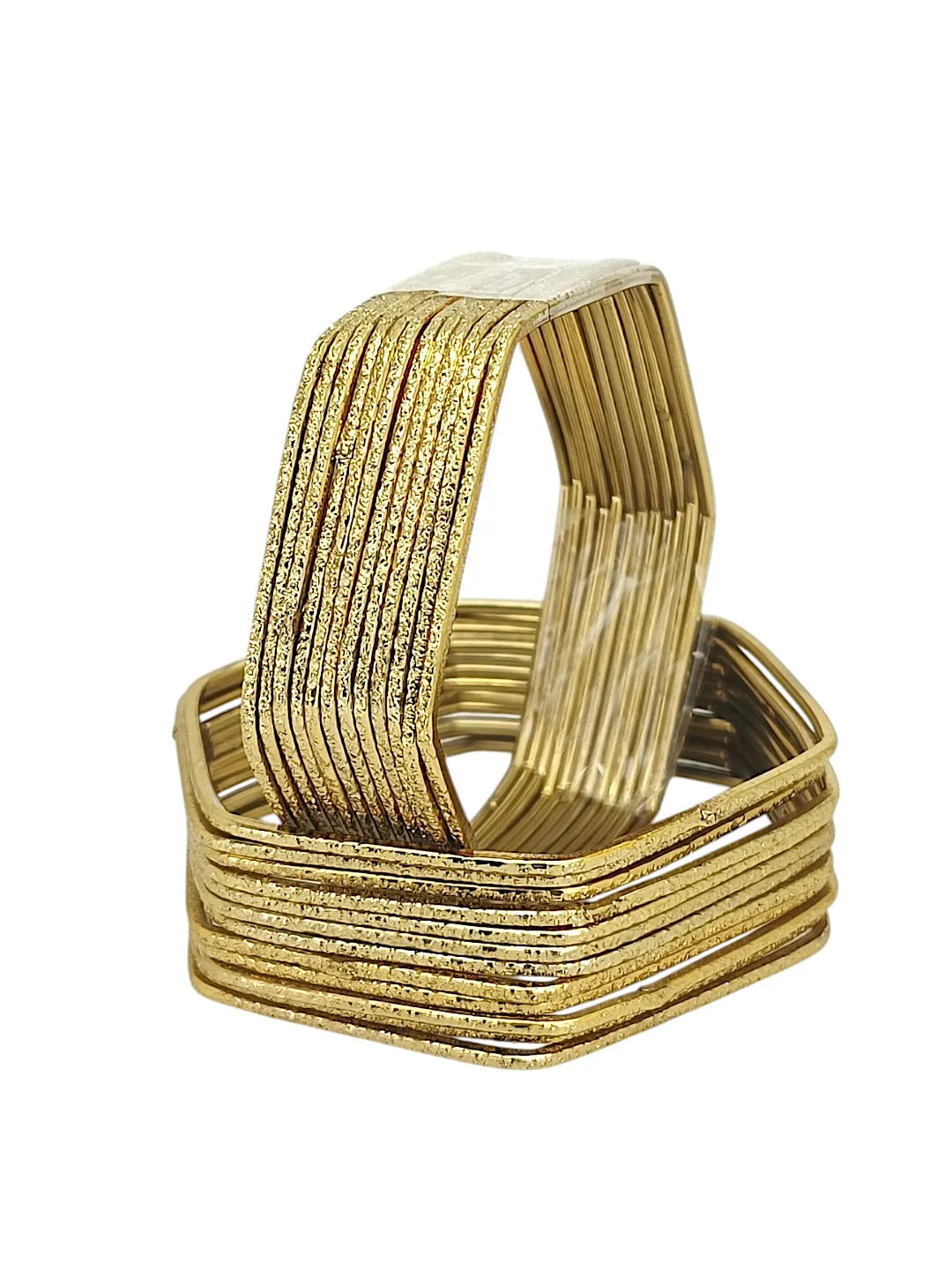 Set Of 24 Gold Plated Hexagon Shaped Bangles Set
