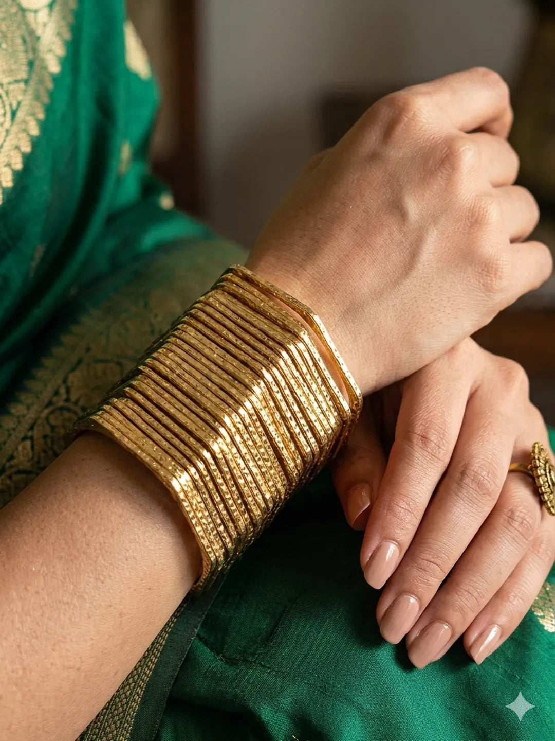 Set Of 24 Gold Plated Hexagon Shaped Bangles Set