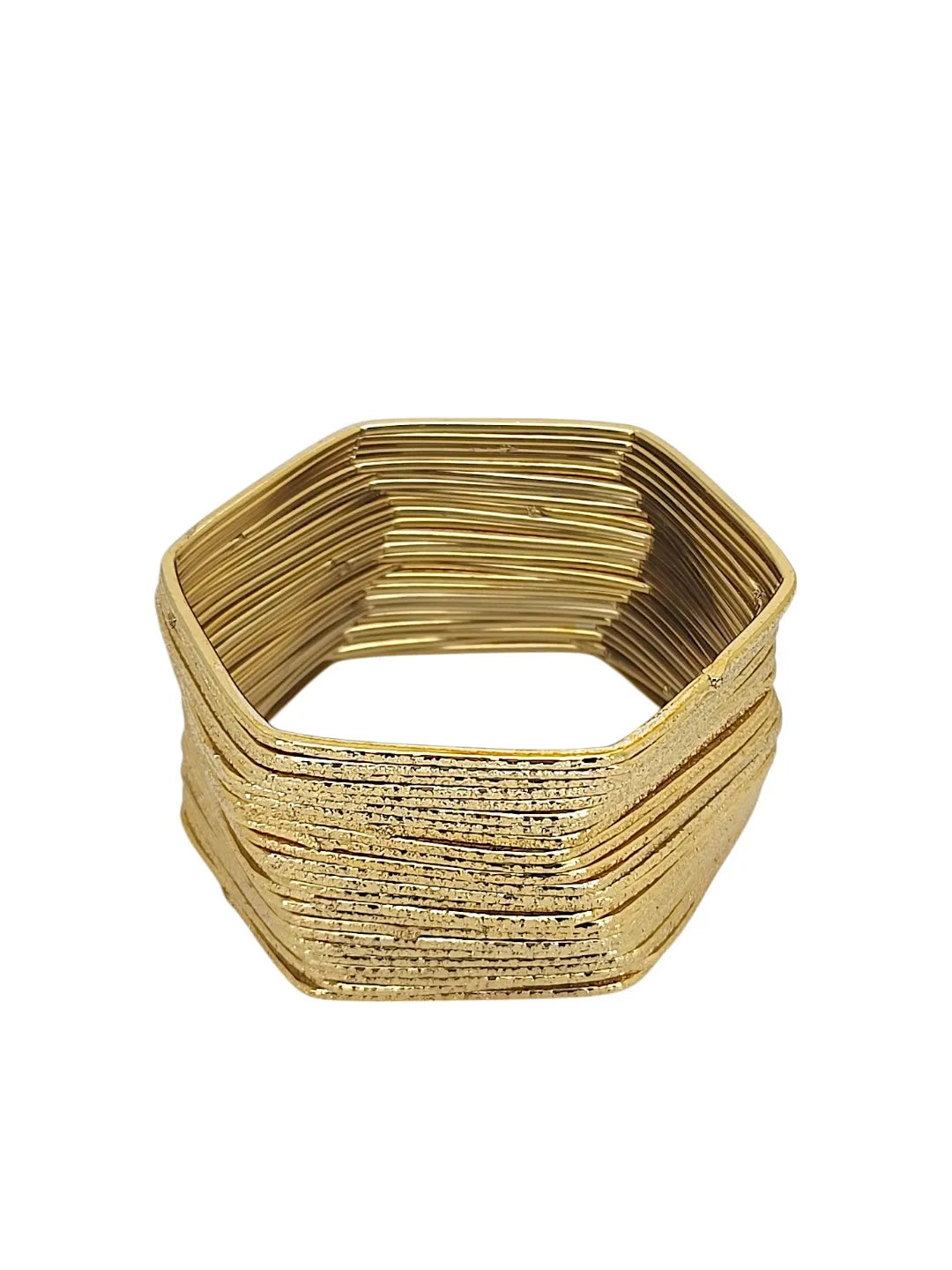 Set Of 24 Gold Plated Hexagon Shaped Bangles Set