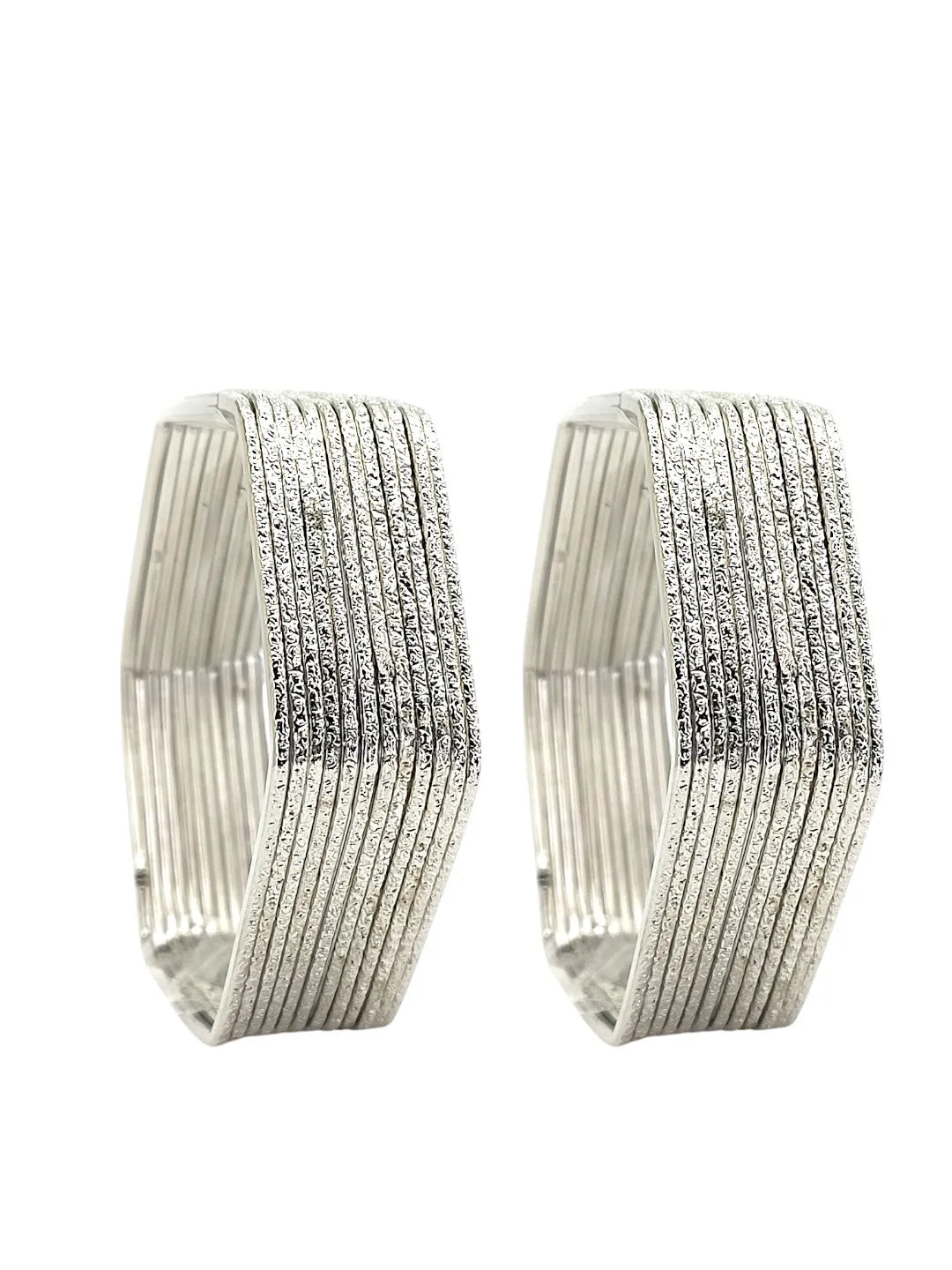 Set Of 24 Silver Plated Hexagon Shaped Bangles-Set