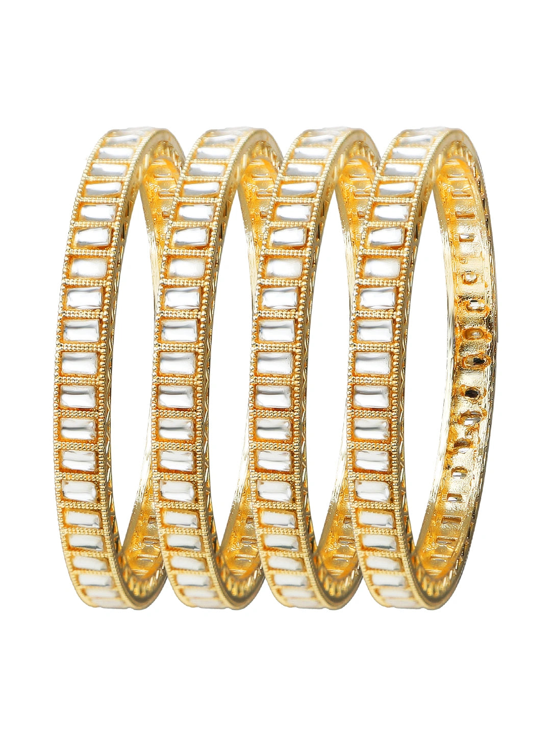 Rectangular Kundan Gold Plated 4Pc Bangle