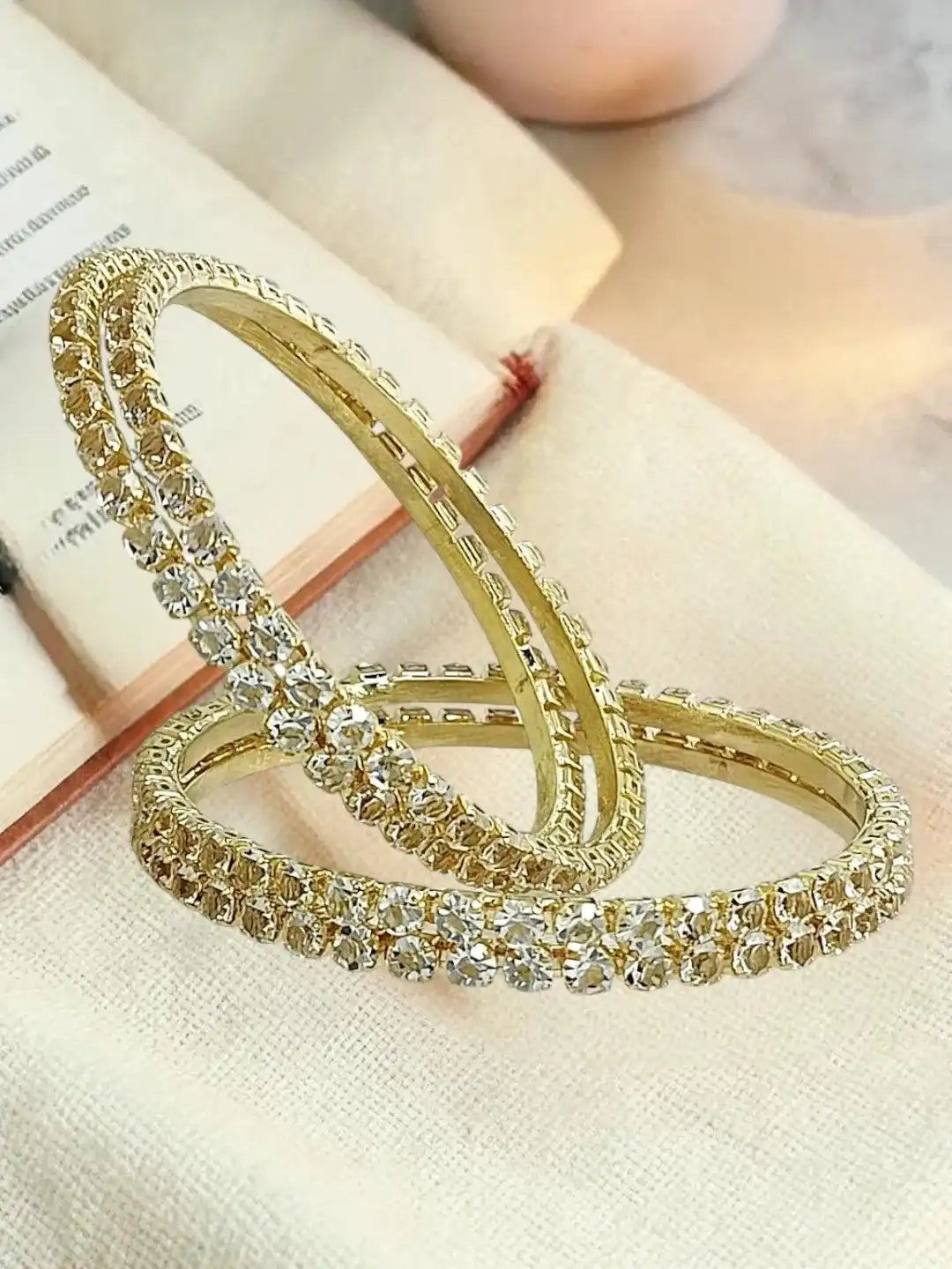 Gold Plated Set Of 4 Cubic Zircon Bangles