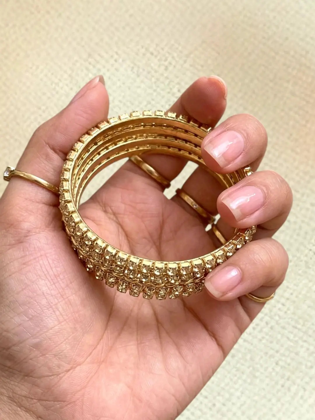 Gold Plated Set Of 4 Cubic Zircon Bangles