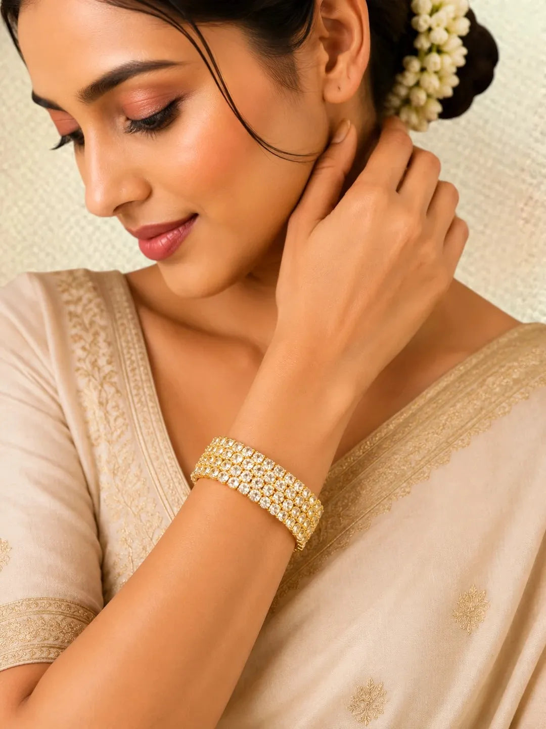 Gold Plated Set Of 4 Cubic Zircon Bangles