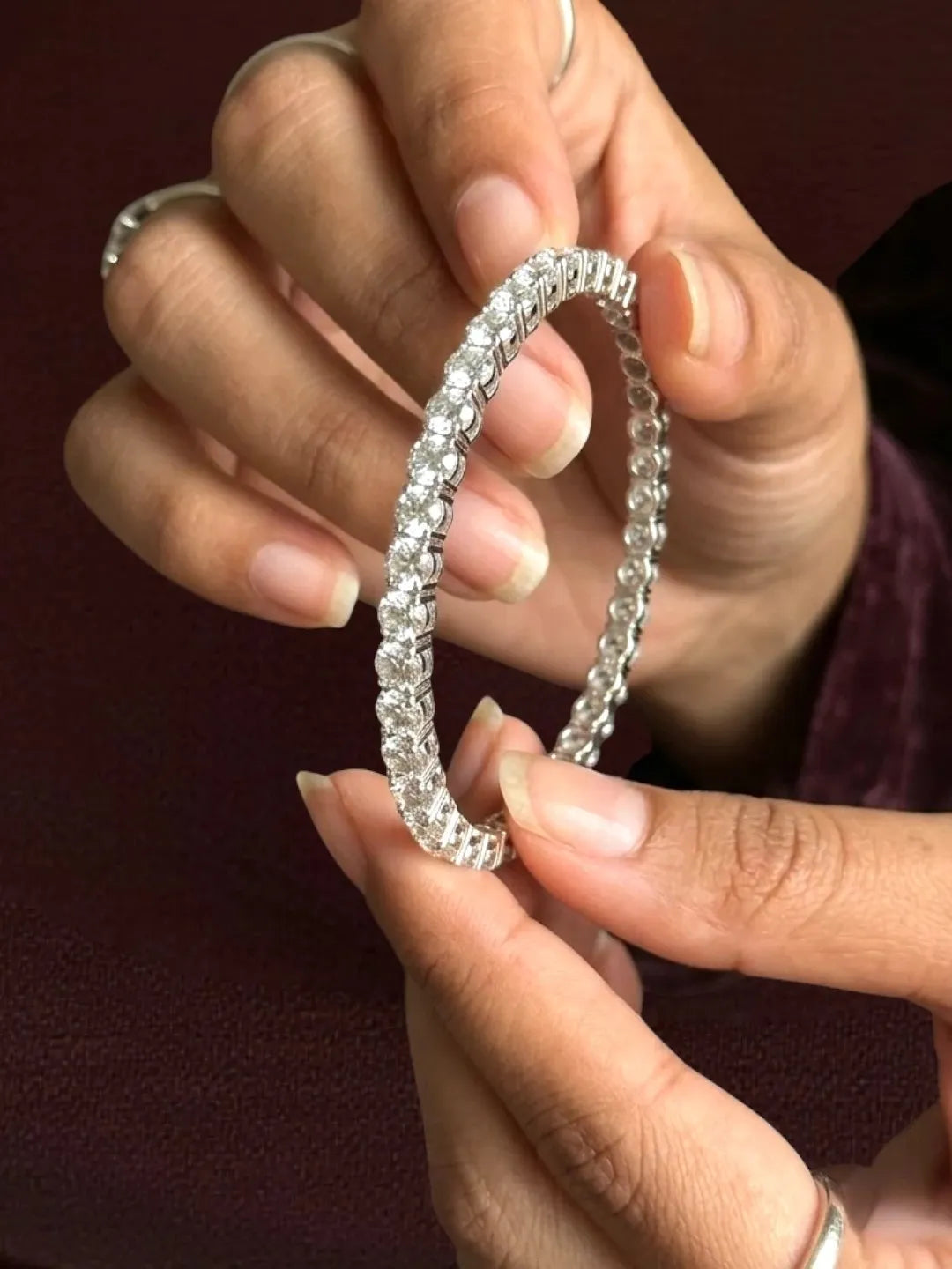 Silver Plated Set Of 4 Cubic Zircon Bangles