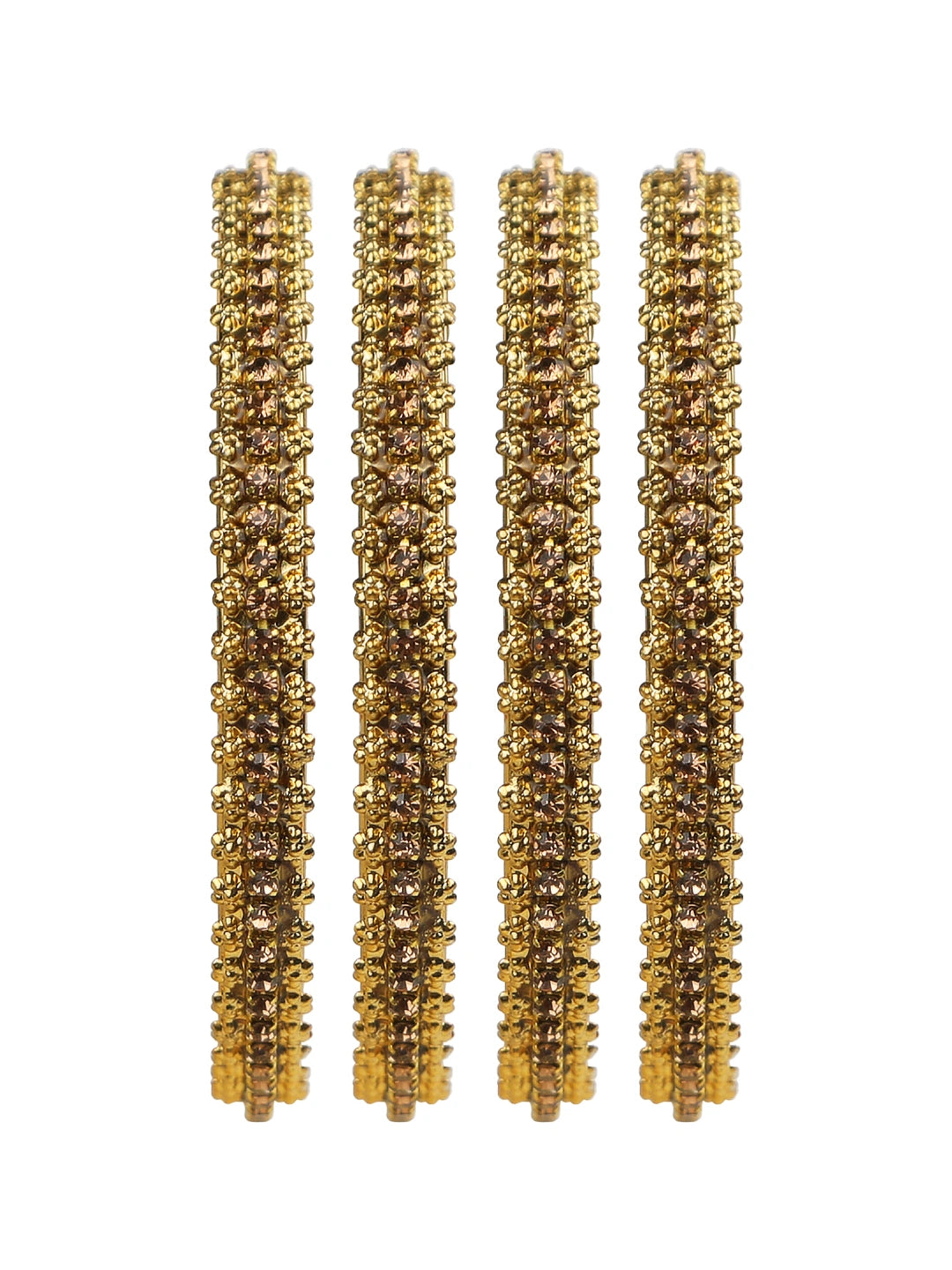 Antique Gold Plated CZ Stone 4Pc Bangle