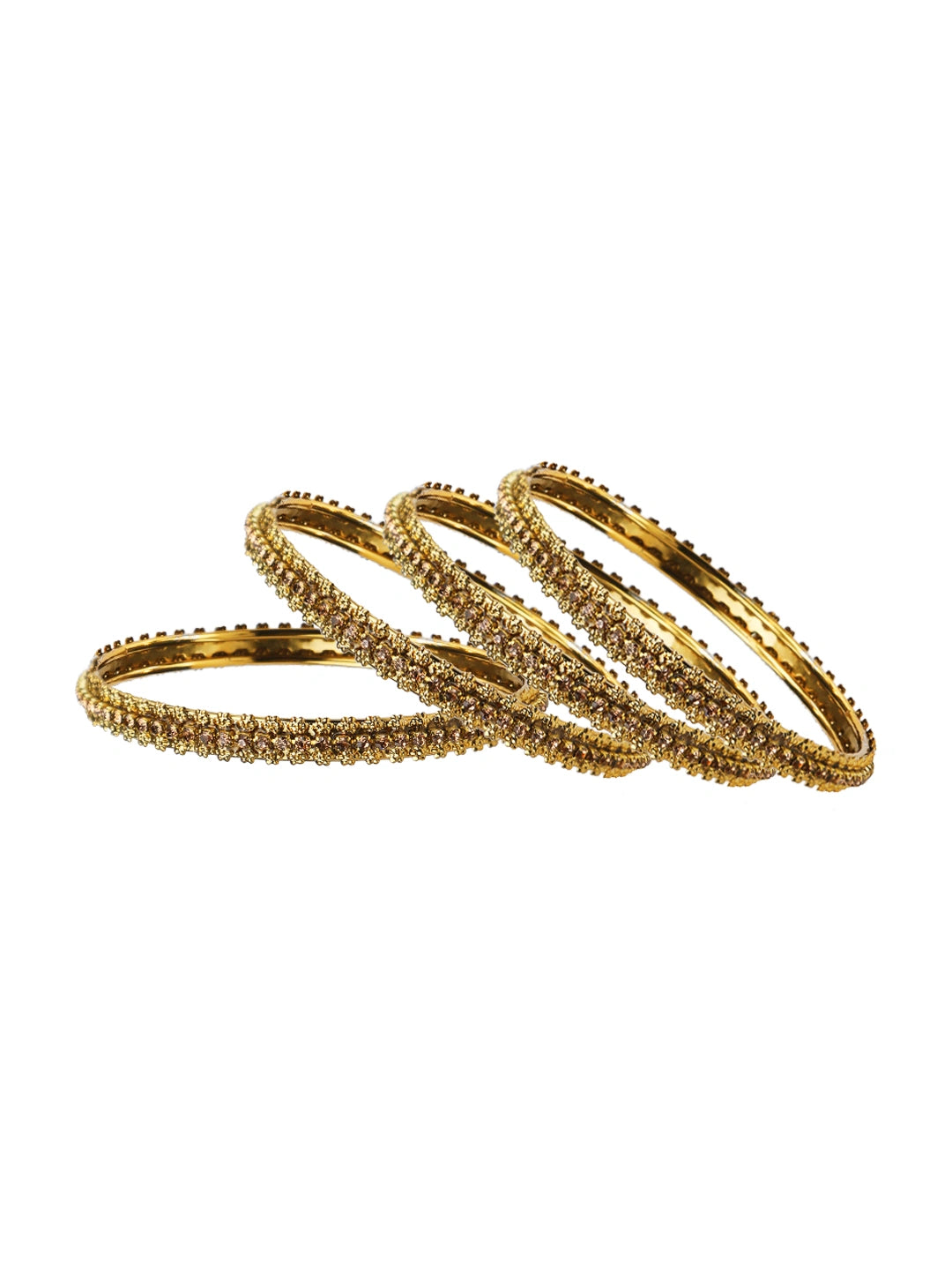 Antique Gold Plated CZ Stone 4Pc Bangle