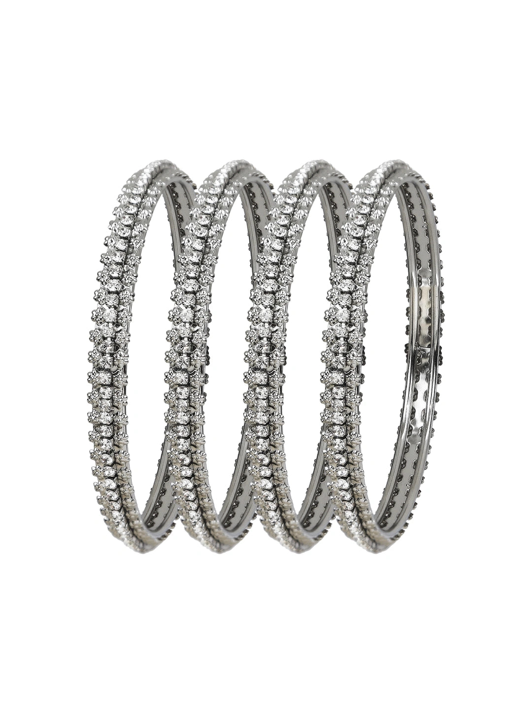 Silver Plated Cz Stone 4Pc Bangle