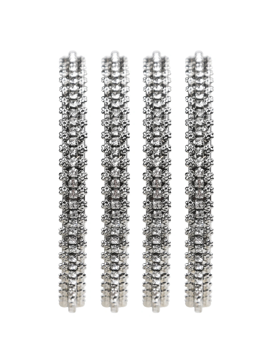 Silver Plated Cz Stone 4Pc Bangle