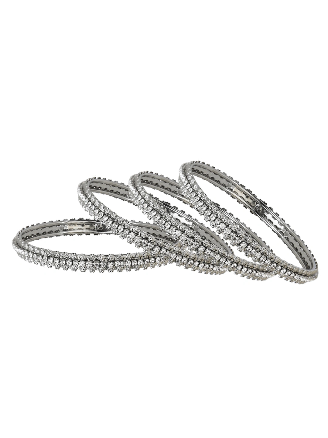 Silver Plated Cz Stone 4Pc Bangle