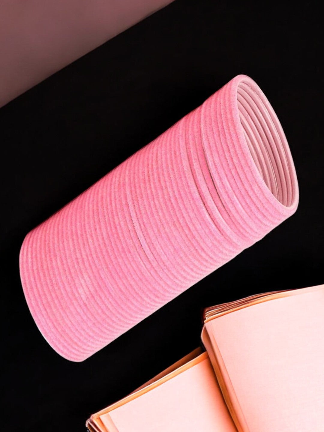 Baby Pink Metal 36Pc Glossy Velvet Bangle Set