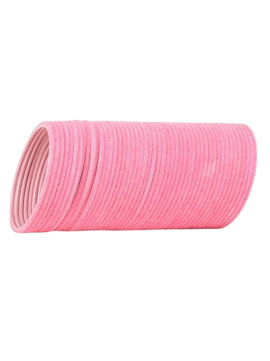Baby Pink Metal 36Pc Glossy Velvet Bangle Set