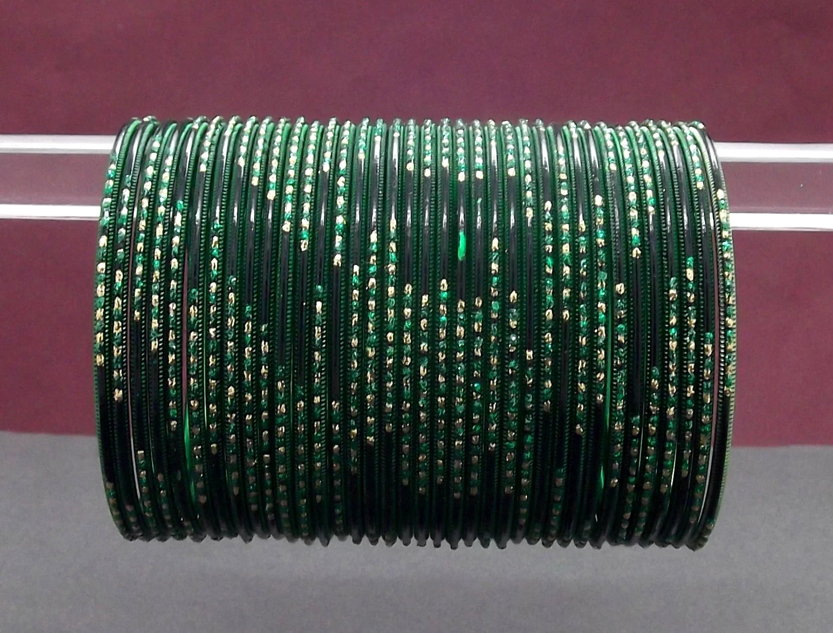 Set Of 36 Green Metal Bangles Set