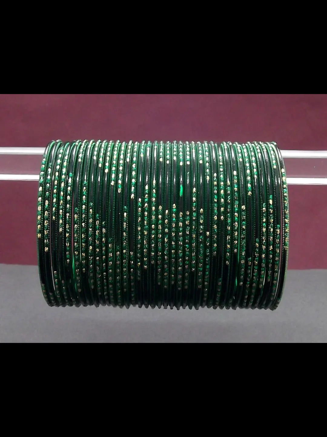 Set Of 36 Green Metal Bangles Set