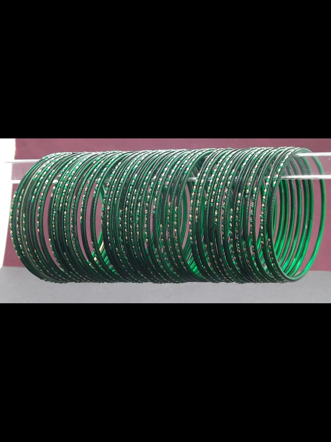 Set Of 36 Green Metal Bangles Set