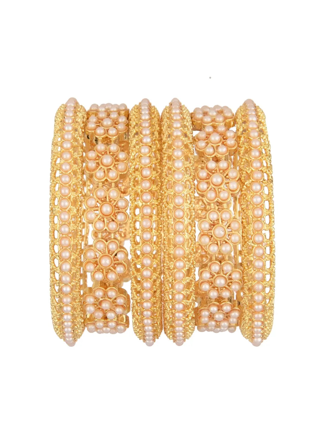 Gold Plated 6PC Pearl Bangles