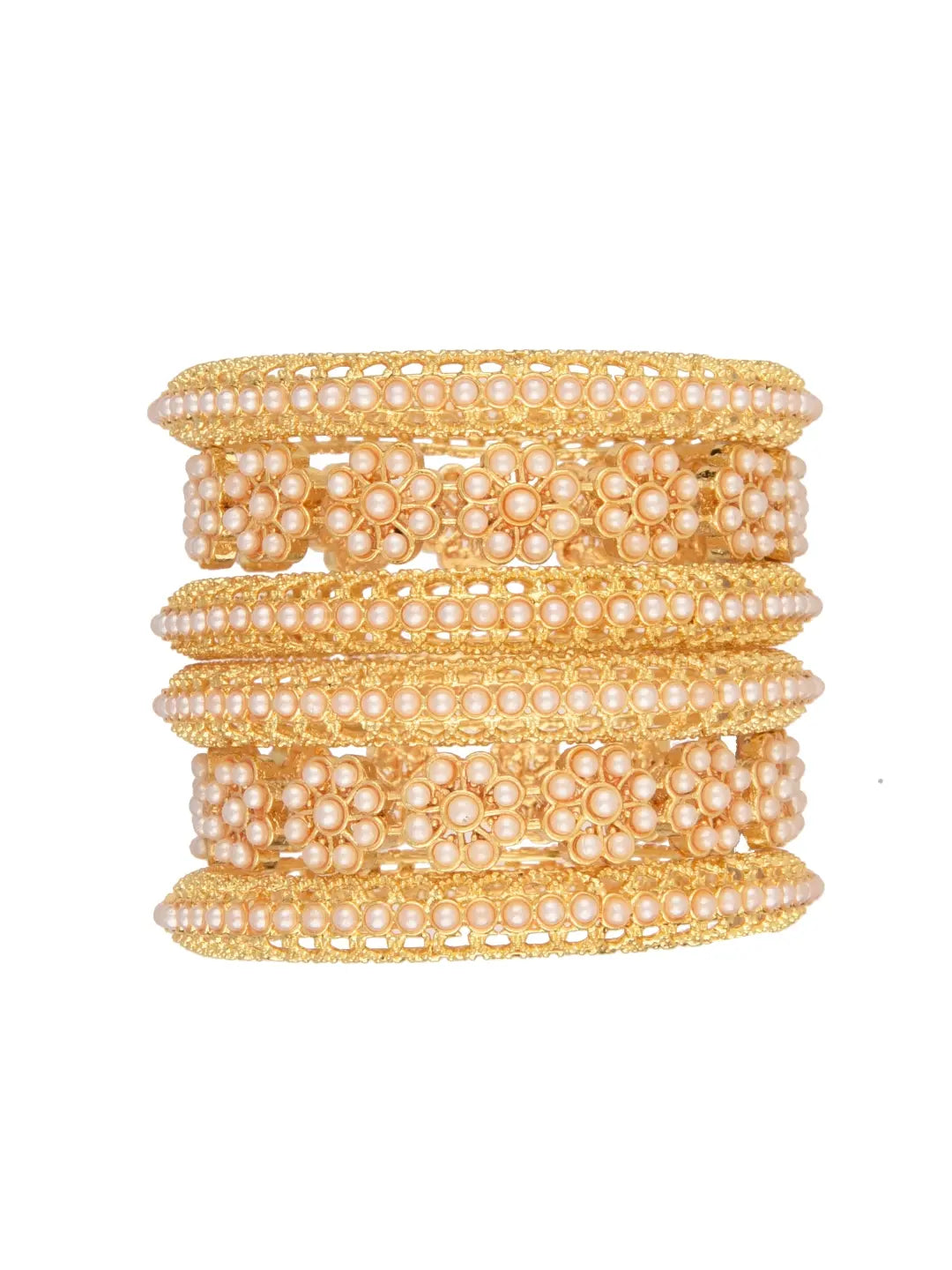 Gold Plated 6PC Pearl Bangles