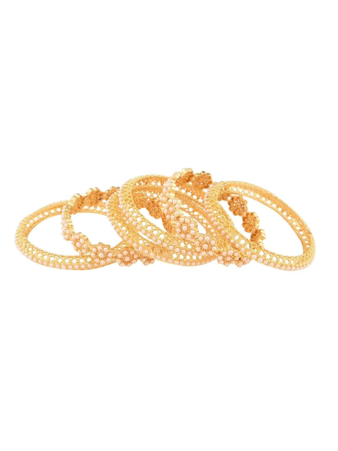 Gold Plated 6PC Pearl Bangles