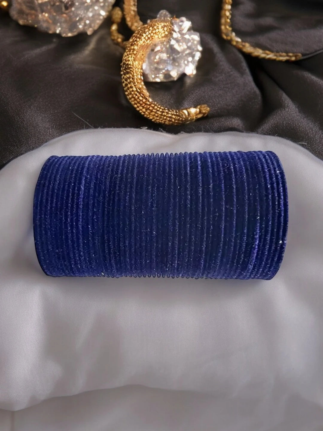 Navy Blue Velvet Bangles