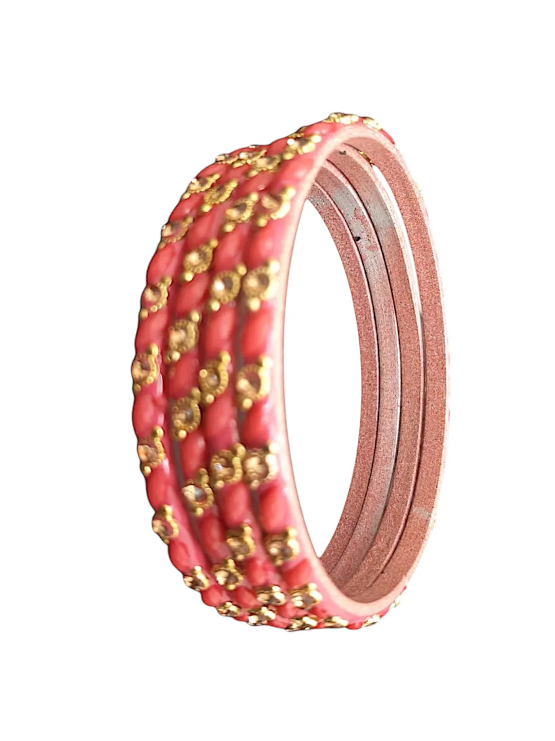 Set Of 4 Gajri Stone Studded Glass Bangles Set