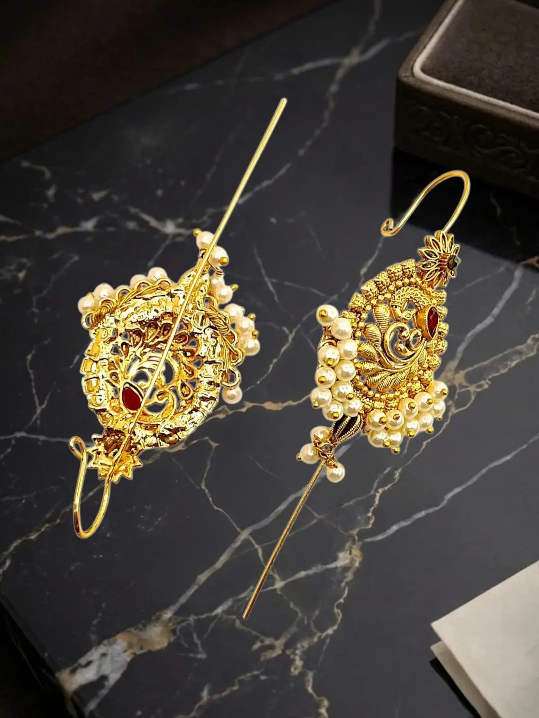 Traditional Peacock Needle Ear Cuff Earrings