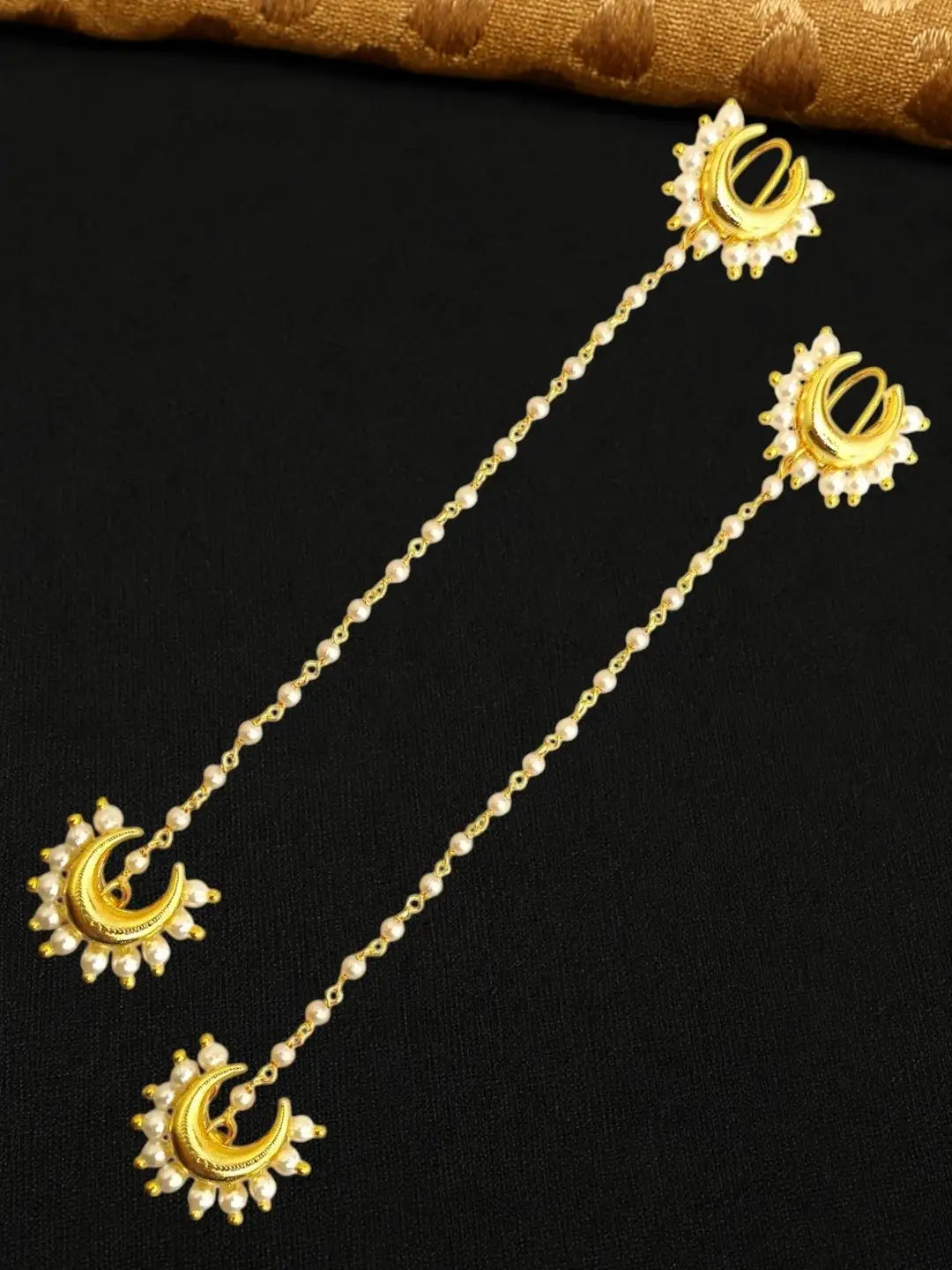 Gold Plated Crescent Moon Ear Cuff Earrings