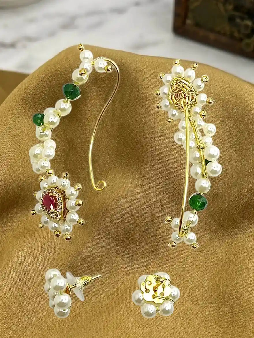 Maharashtrian Style Ear Cuff With Stud Earrings