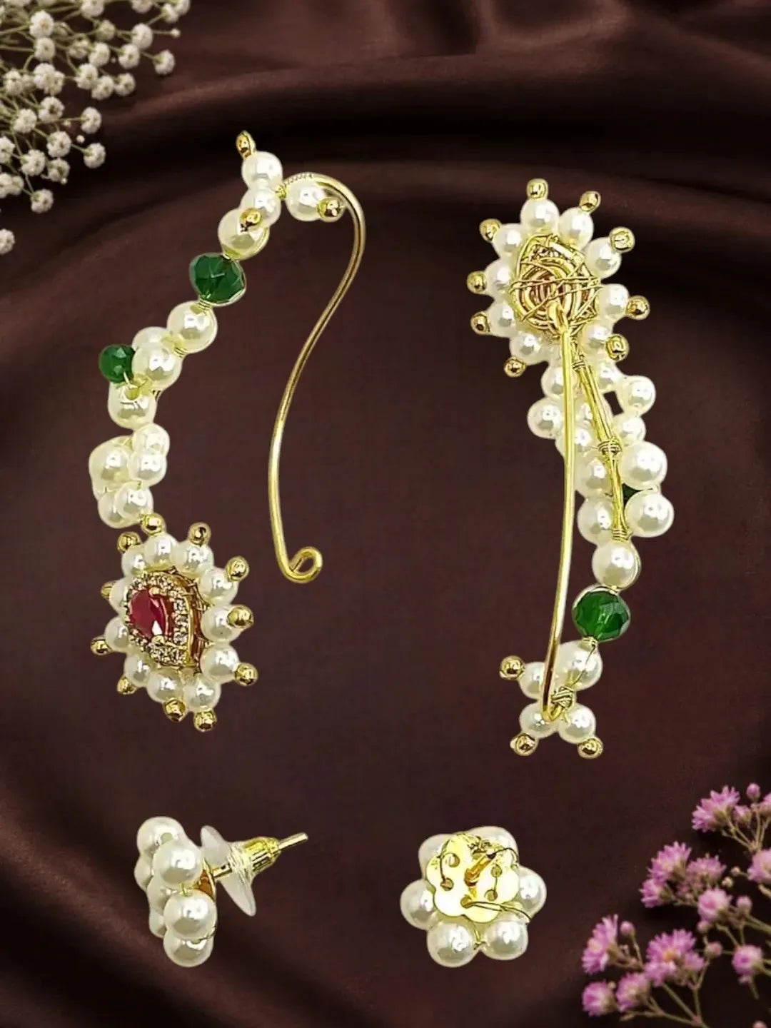 Maharashtrian Style Ear Cuff With Stud Earrings