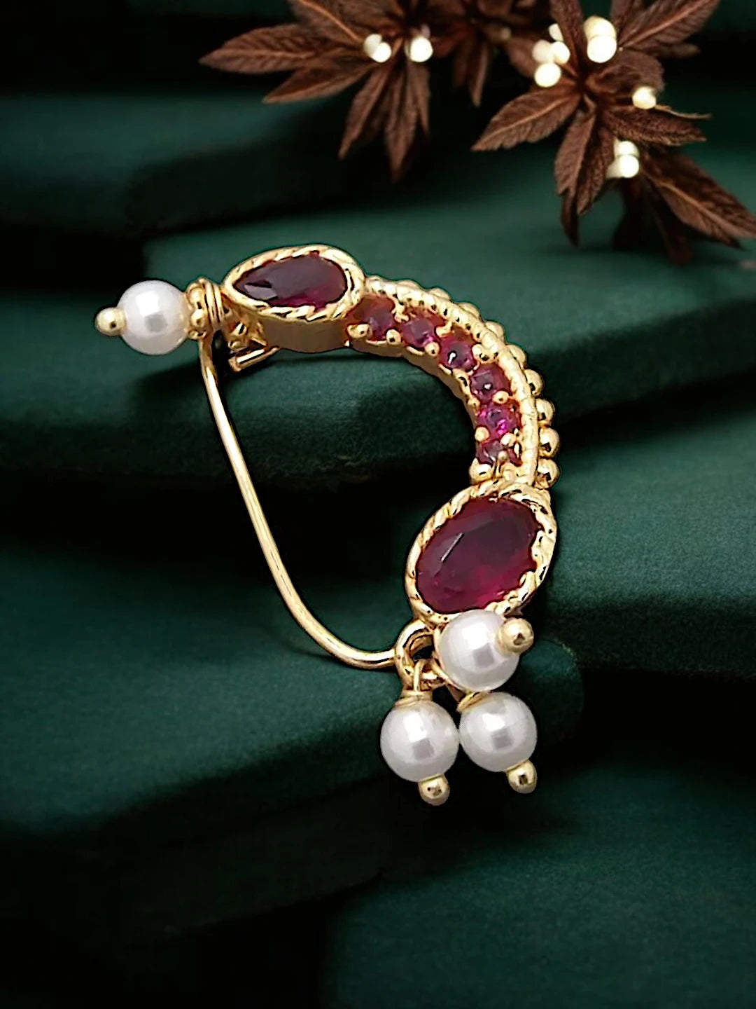 Gold Plated Maroon Nosepin