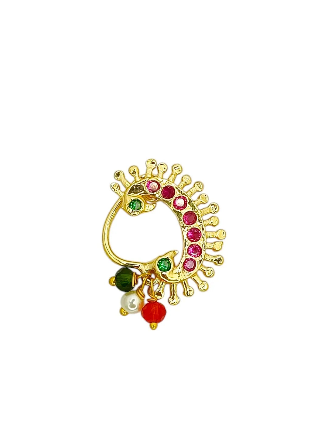 Gold-Plated Tri Color Stone Studded Nosepin