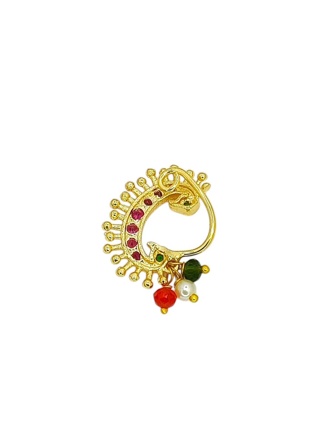 Gold-Plated Tri Color Stone Studded Nosepin