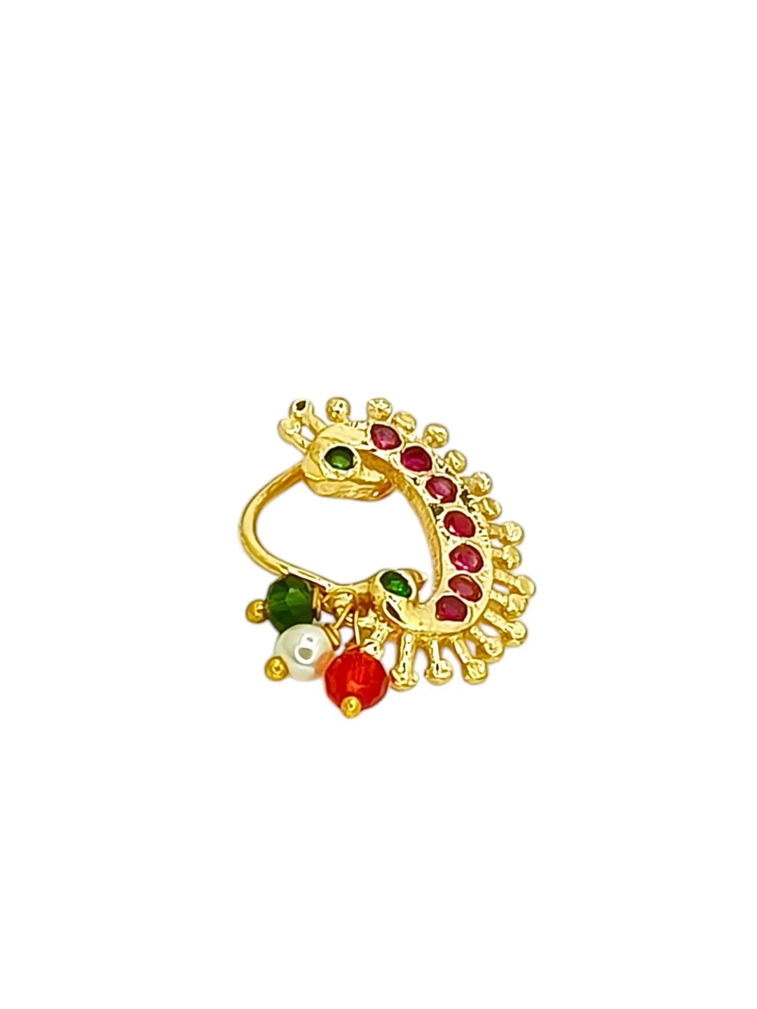 Gold-Plated Tri Color Stone Studded Nosepin