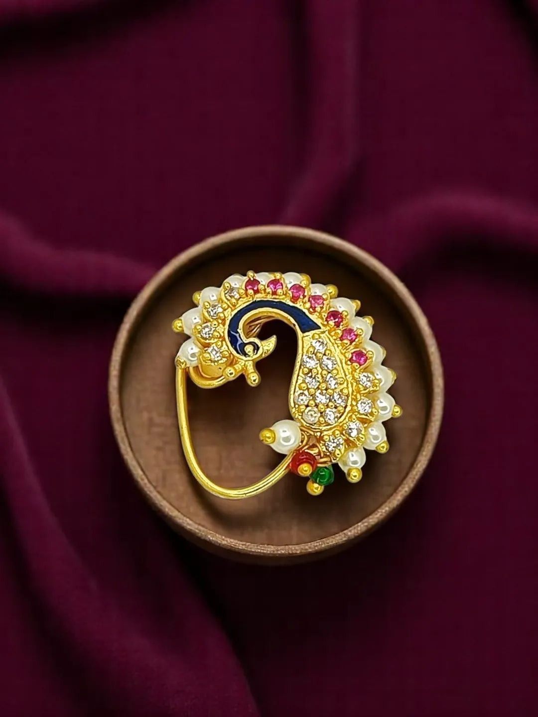 Gold-Plated Peacock Shaped with Multicolor Nosepin