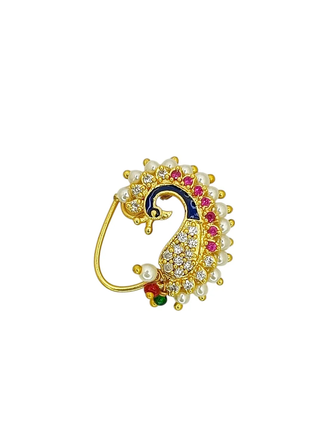 Gold-Plated Peacock Shaped with Multicolor Nosepin