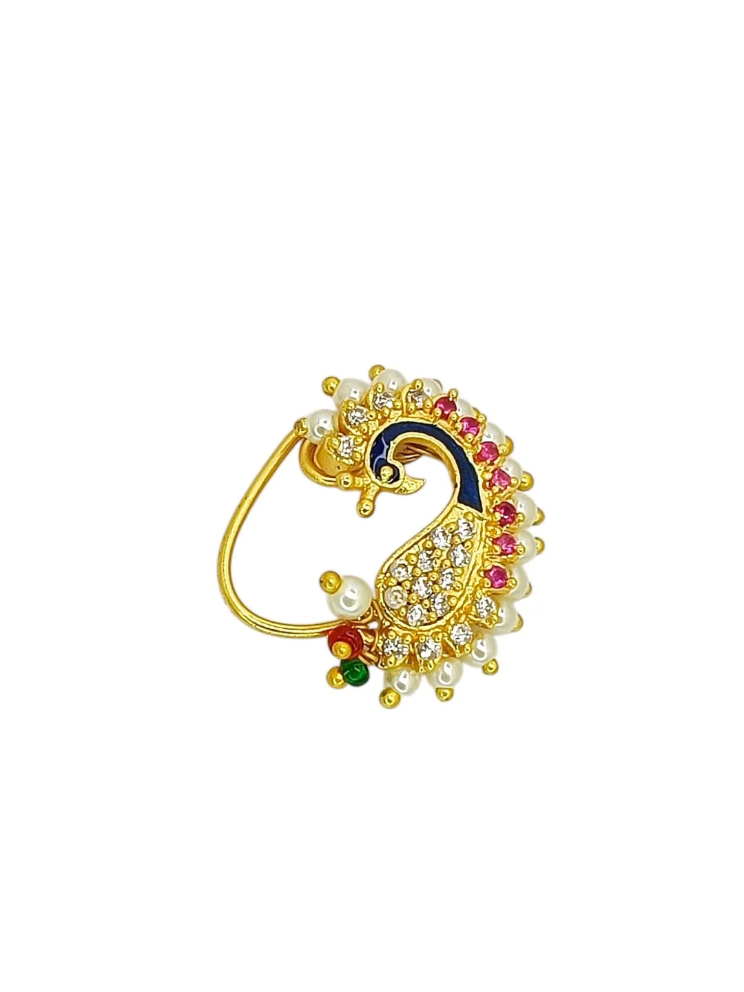 Gold-Plated Peacock Shaped with Multicolor Nosepin