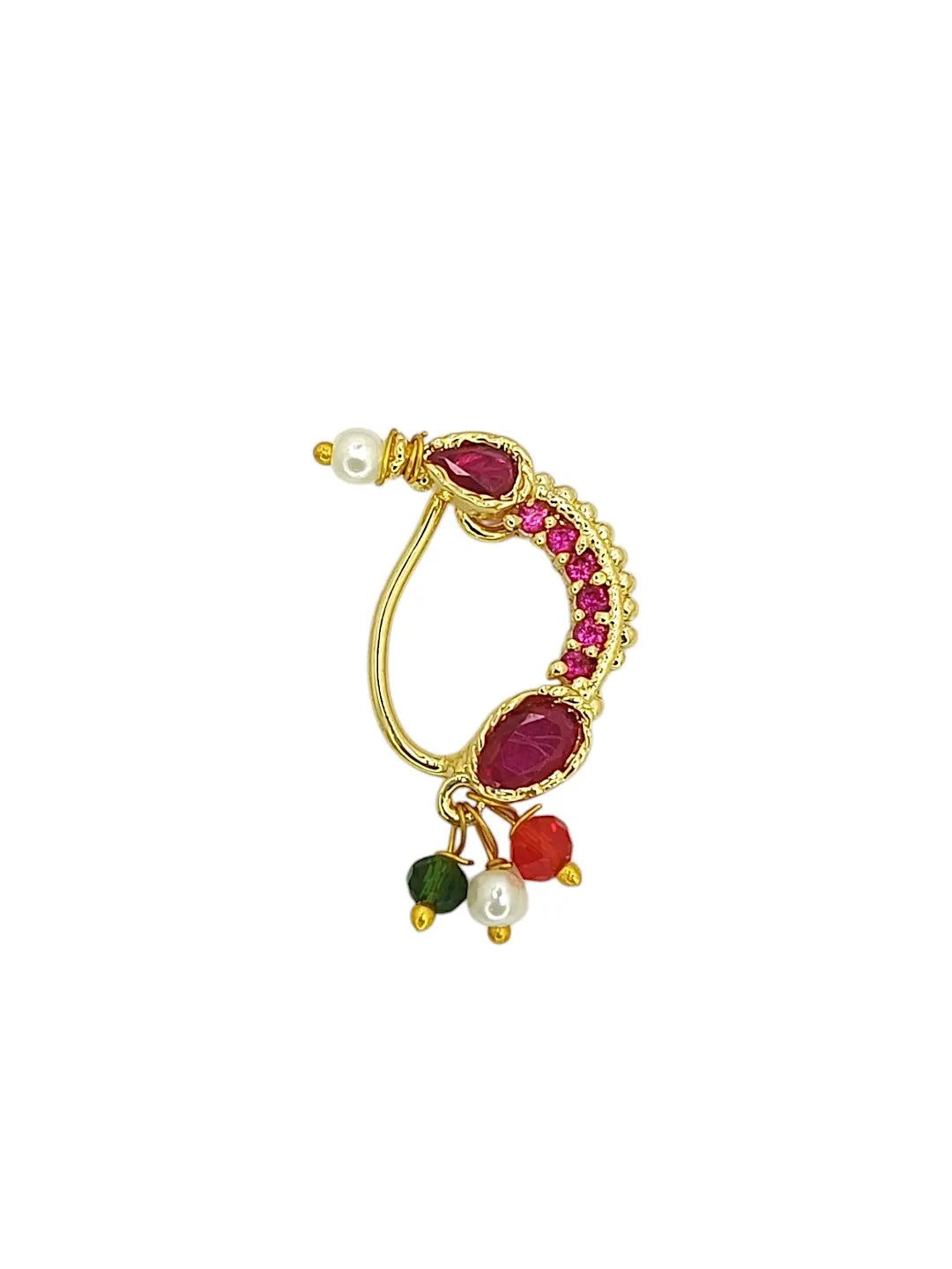 Gold-Plated Artificial Stones Studded Nosepin