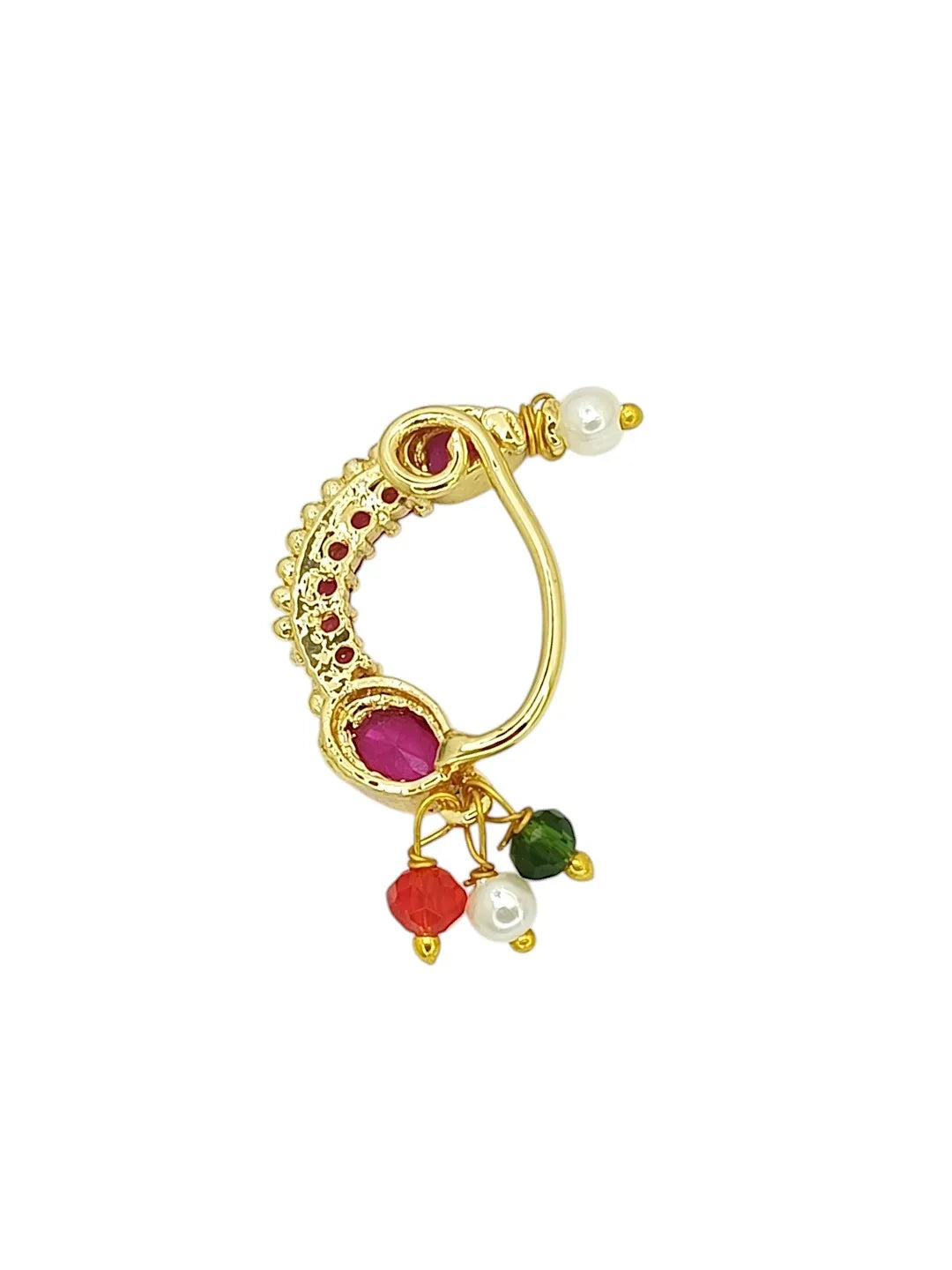 Gold-Plated Artificial Stones Studded Nosepin