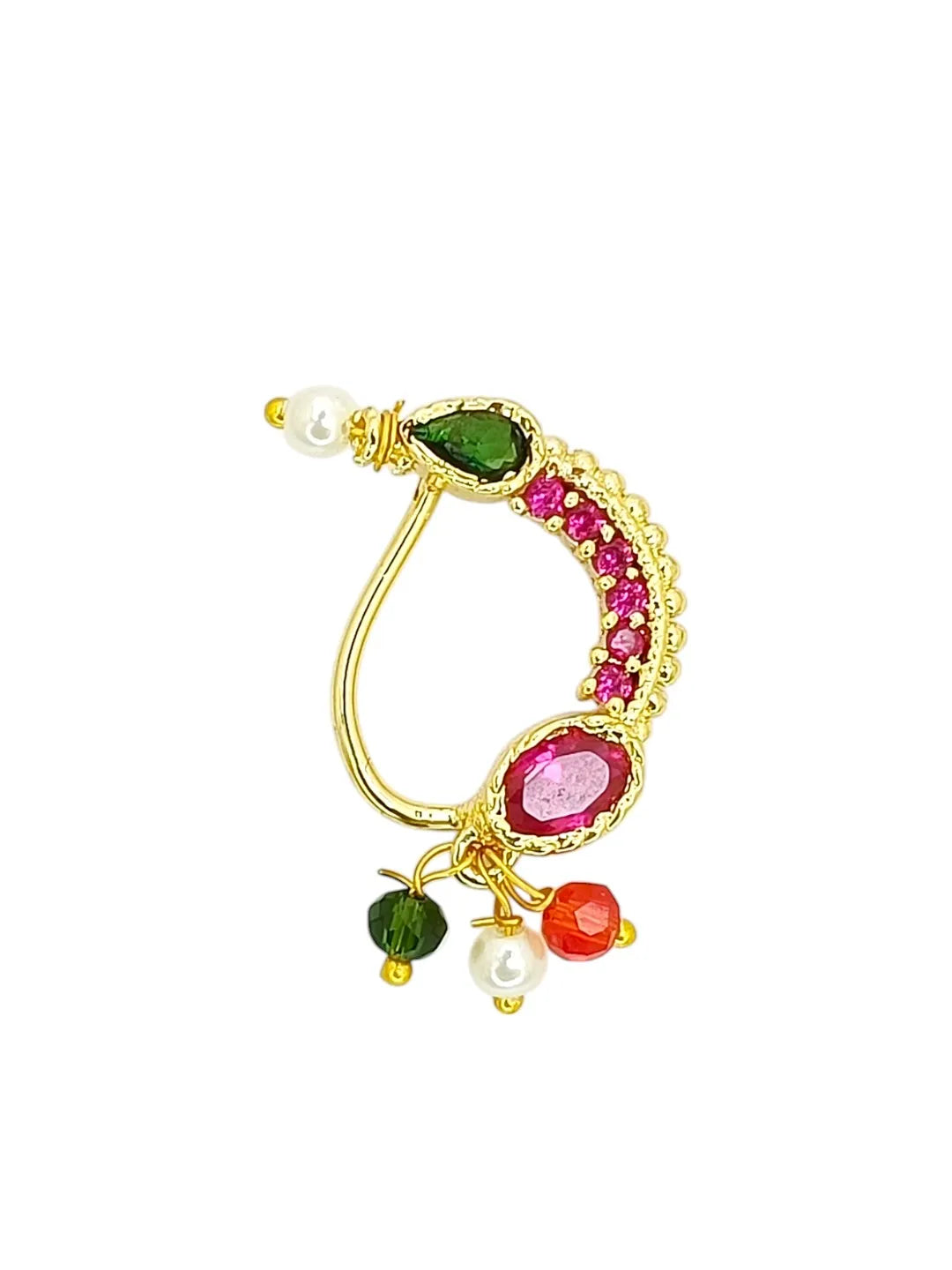 Gold-Plated Artificial Multicolor Stones Studded Nosepin