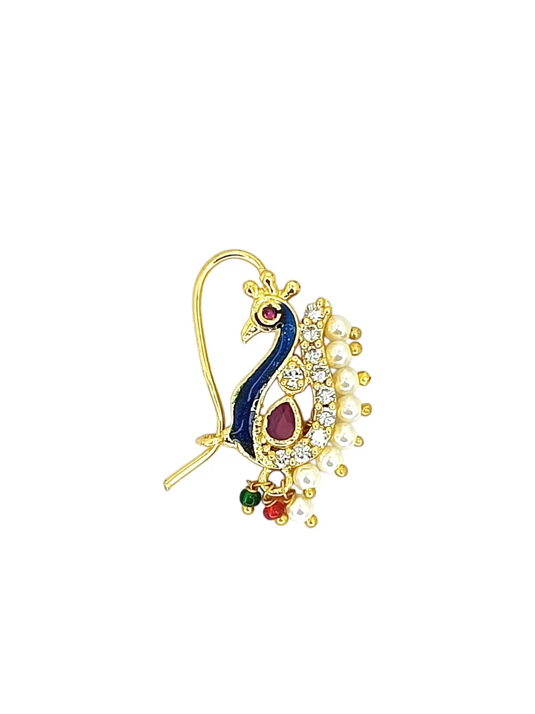 Gold-Plated Colorful Peacock Shaped Nosepin